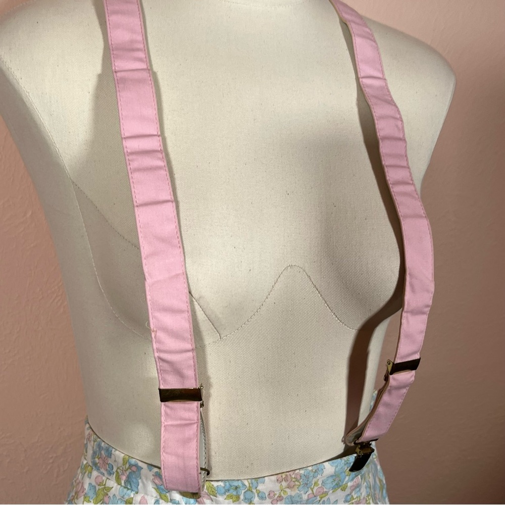 Vintage 60 70 Mod Cottagecore Coquette girl Feminine Pink Suspenders